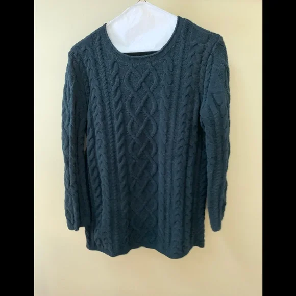 JJill Cable Knit Crewneck Sweater S Navy Blue - Picture 2 of 7